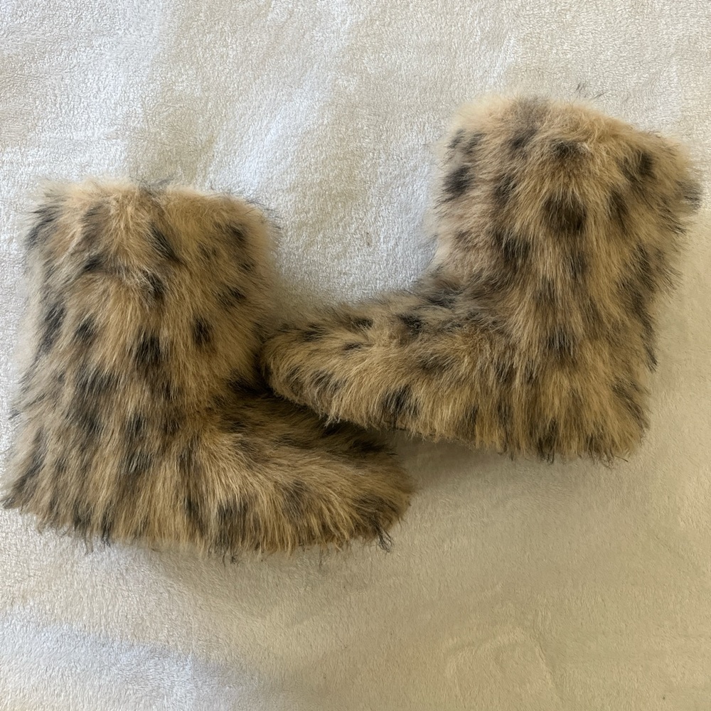 SHEIN Faux Fur Combat Boots - Brown and Black